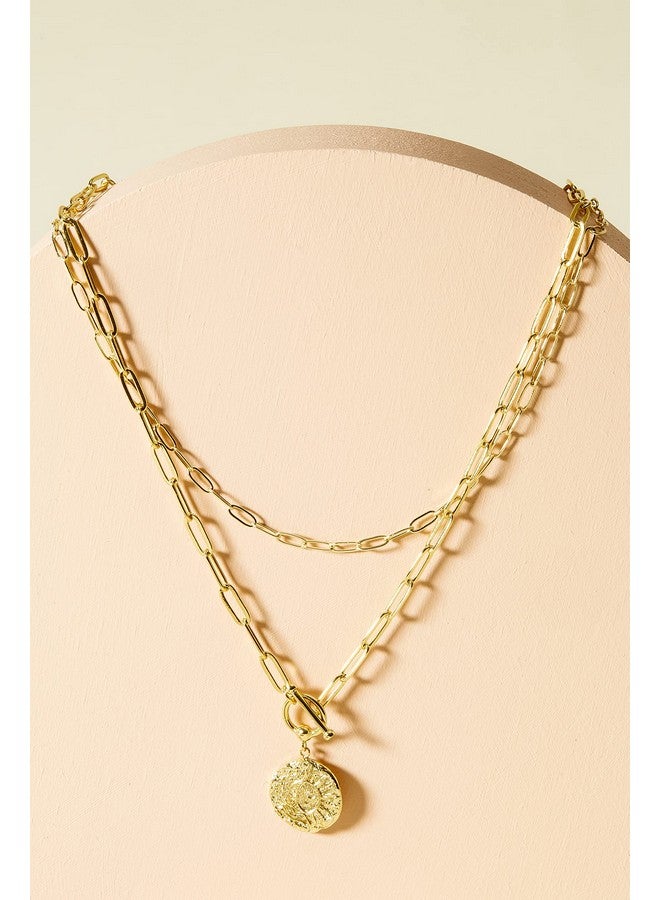 PAVOI 14K Gold Plated Layered Sun and Lock Pendant Necklace | Layering Necklaces for Women | Dainty Minimalist Design Pendant (Sun & Lock, Yellow Plated) - Image 2