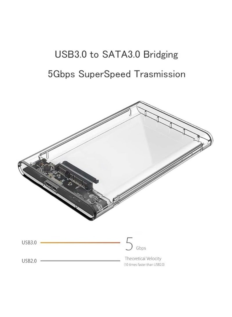 Generic 2.5" SATA to USB 3.1Tool-Free Clear External Hard Drive Enclosure for 2.5 Inch SSD & HDD 9.5mm 7mm External Hard Drive Case Supports UASP SATA - Image 2