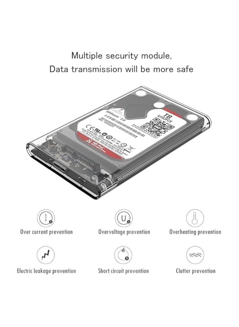 Generic 2.5" SATA to USB 3.1Tool-Free Clear External Hard Drive Enclosure for 2.5 Inch SSD & HDD 9.5mm 7mm External Hard Drive Case Supports UASP SATA - Image 3