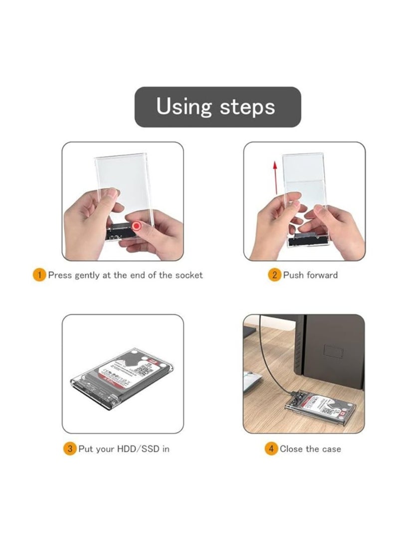 Generic 2.5" SATA to USB 3.1Tool-Free Clear External Hard Drive Enclosure for 2.5 Inch SSD & HDD 9.5mm 7mm External Hard Drive Case Supports UASP SATA - Image 4