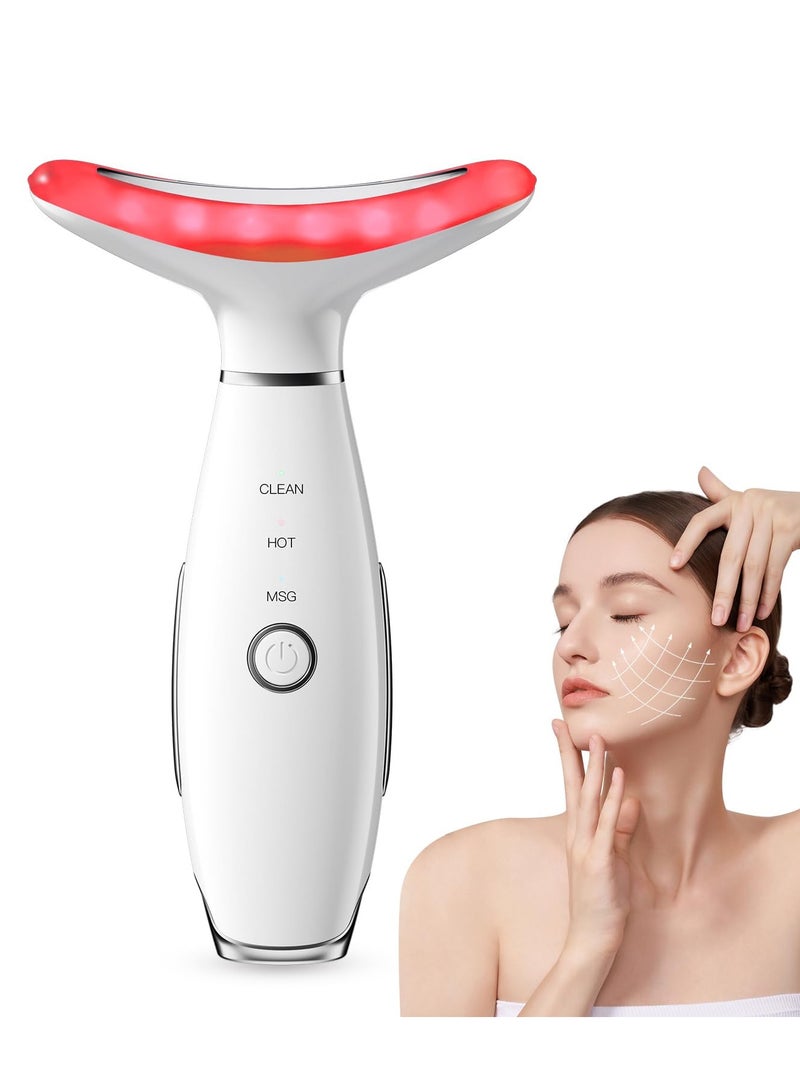 عام جهاز تدليك الوجه والرقبة، جهاز تدليك الوجه المحمول 3 في 1، أداة نحت الوجه، جهاز منزلي للعناية بالبشرة، أبيض - Image 1