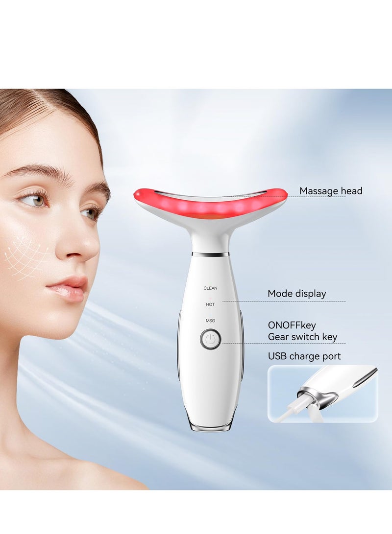 عام جهاز تدليك الوجه والرقبة، جهاز تدليك الوجه المحمول 3 في 1، أداة نحت الوجه، جهاز منزلي للعناية بالبشرة، أبيض - Image 4