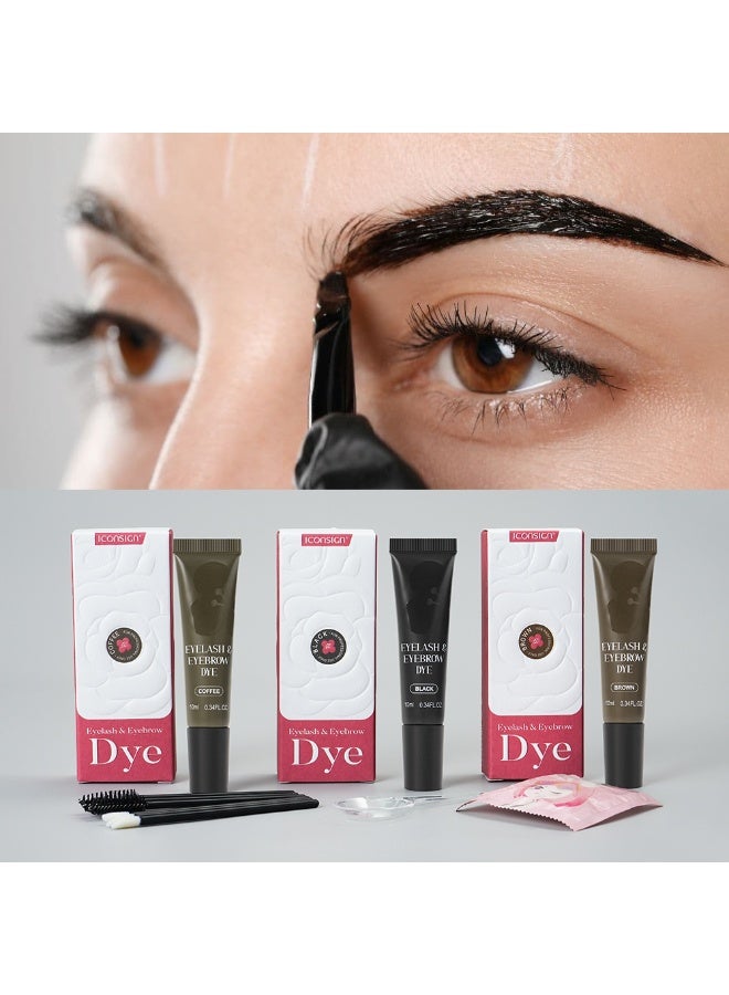 إيكونساين مجموعة صبغ الرموش والحواجب من آيكون ساين - أسود/بني/قهوة - تركيبة لطيفة تدوم طويلًا مع جل مغذي - مجموعة صبغ الرموش والحواجب احترافية وسهلة الاستخدام - Image 5