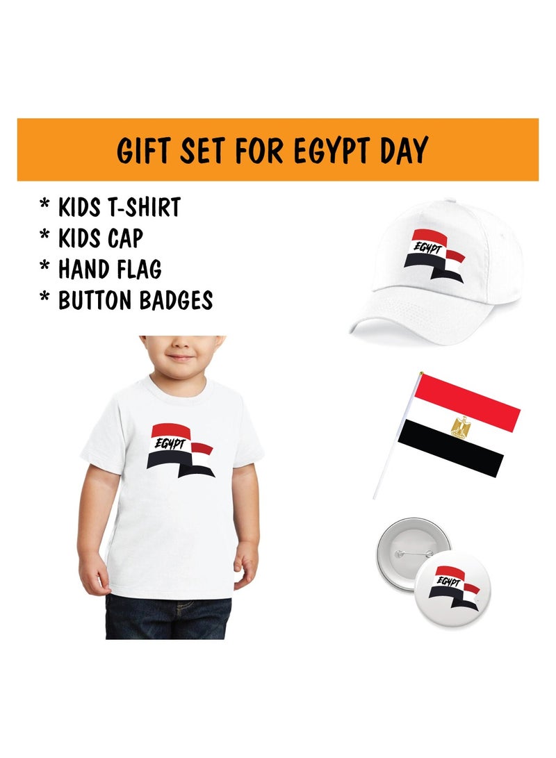 PRINTSHOP4ME Egypt National Day Gift Set for Boys - T-Shirt - Cap - Badge and Flag Set - Celebrate Egypt National Day with this Kids Combo Pack in Style  - Image 2