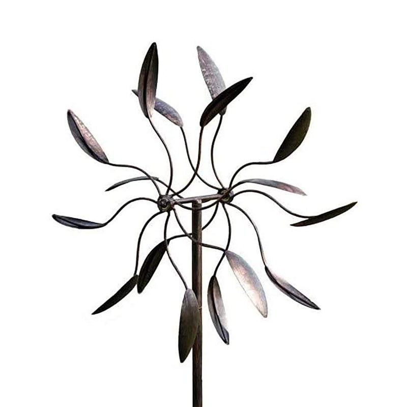 Evergreen Garden 82 Bronze Wind Spinner  Heavy Duty Powder Coated Metal Outdoor Twirler  Double Windmill  Ground Stake Included  24inches Wide  Decoration for Outside Yard and Garden