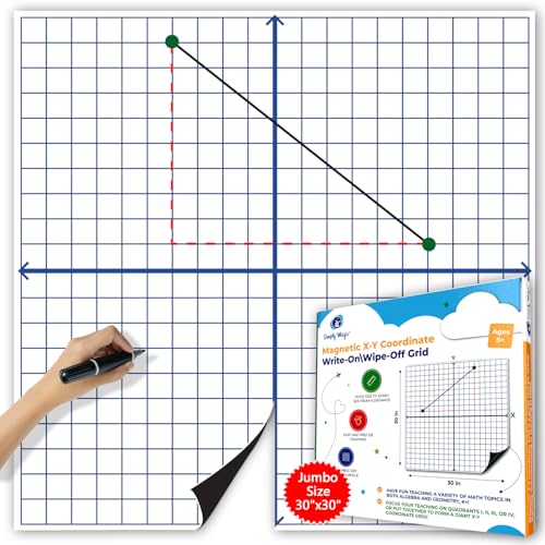Simply magic Jumbo Magnetic XY Coordinate Dry Erase Grid, 30"x30" - Write-On & Wipe-Off Magnetic Dry Erase Board Grid, Reusable Dry Erase Graph & Practice Board for Math Graphing, Classroom & Homeschool Supplies - Image 1
