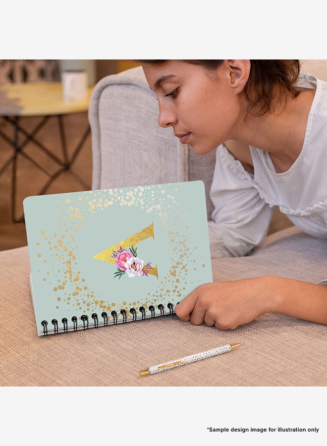 Stylizedd Designer A5 Spiral Notebook Memo Notepad Journal - Custom Monogram Initial Letter Floral Pattern Alphabet - A - Light Grey - Image 2