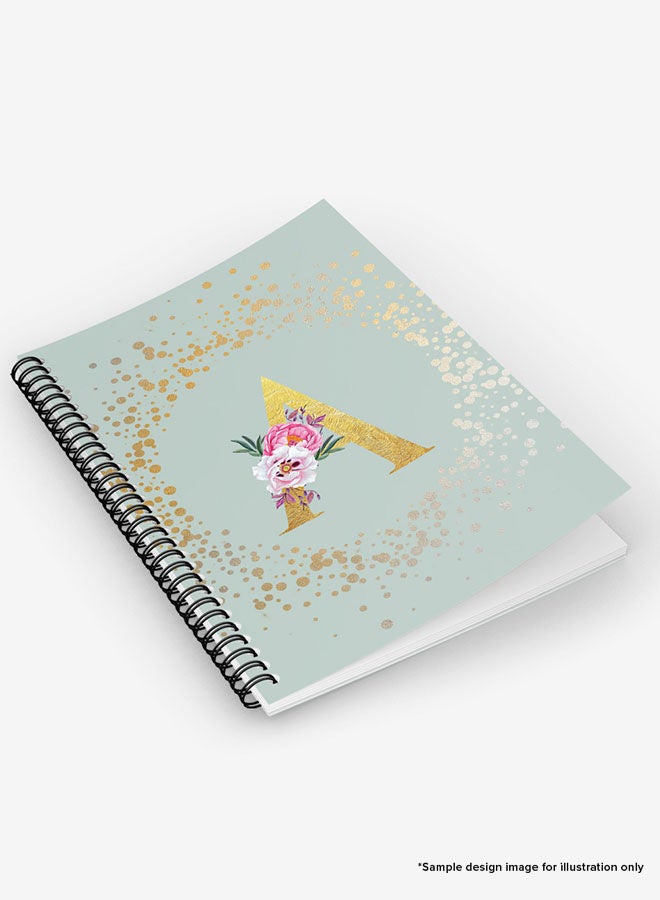 Stylizedd Designer A5 Spiral Notebook Memo Notepad Journal - Custom Monogram Initial Letter Floral Pattern Alphabet - A - Light Grey - Image 5