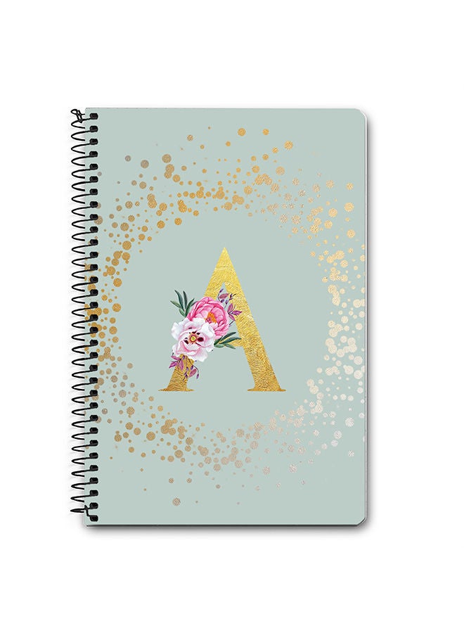 Stylizedd Designer A5 Spiral Notebook Memo Notepad Journal - Custom Monogram Initial Letter Floral Pattern Alphabet - A - Light Grey - Image 1