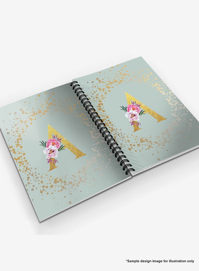 Stylizedd Designer A5 Spiral Notebook Memo Notepad Journal - Custom Monogram Initial Letter Floral Pattern Alphabet - A - Light Grey - Image 4