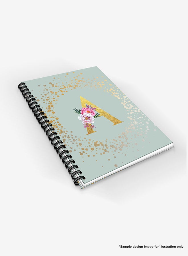 Stylizedd Designer A5 Spiral Notebook Memo Notepad Journal - Custom Monogram Initial Letter Floral Pattern Alphabet - A - Light Grey - Image 3