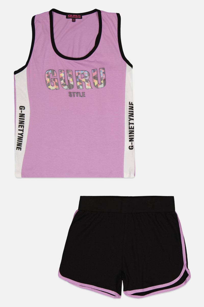 Guru 99 Kids Girl 2 Pieces Graphic Print Top And Bottom Set, Multicolor - Image 1