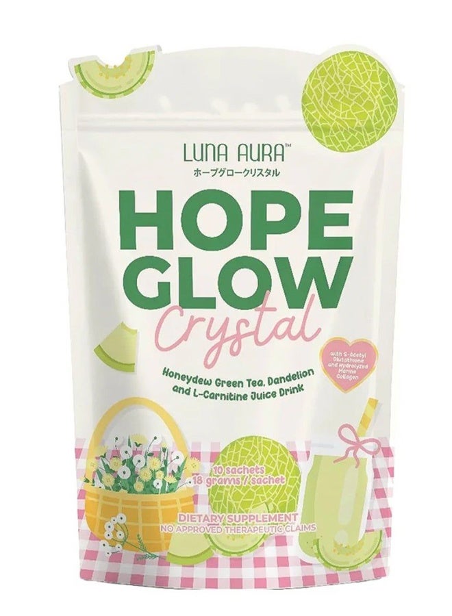 لونا أورا مشروب شاي أخضر بالعسل وخلاصة الهندباء وحمض الكارنيتين من هوب جلو (كريستال) - 10 أكياس - 18 جرامًا للكيس