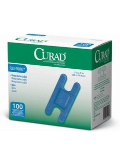 CURAD Curad Knuckle, Woven Blue Detectable Bandage, 100-Count  - Image 1