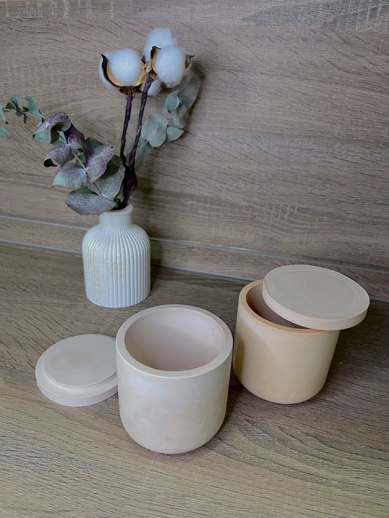 LSLEVA Storage Box with Lids Candle Jar Molds Set, Creative Silicone Candle Vessels Pot Molds, Concrete Round Stripe with Cover Bottle Making Moulds for Storage Candle Holder (D) - Image 3