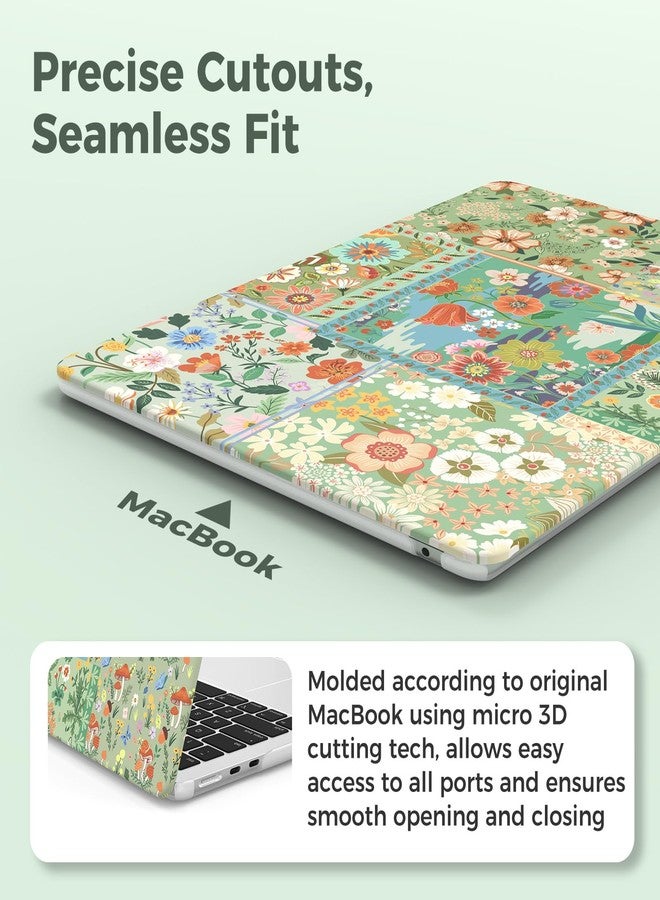iCasso for MacBook Air 13.6 inch Case 2025 2024-2022 Release M4 M3 M2 Model A3240 A3113 A2681, Flower Pattern Sturdy Protective Hard Shell Case Cover for Mac Book Air 13 inch, Green - Image 5