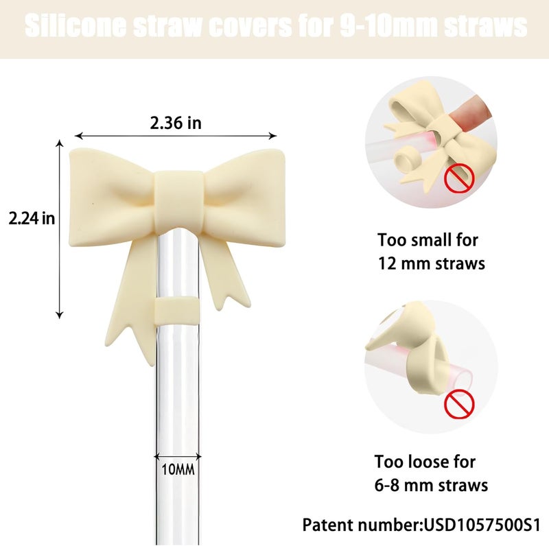 Hpebl 6Pcs Silicone Straw Toppers Covers for Stanley Cups 40/30oz 10mm(0.4in) Dust-Proof Bow Straw Covers Toppers Suitbale for Stanley Cup Accessories Reusable Straws Caps (Colorful F) - Image 2