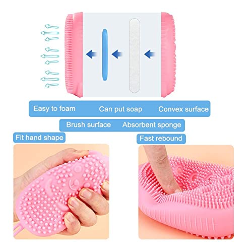Primelife Soft Silicone Bath Brush/Double Sided Foaming Shower Sponge/Cleaning Body Massage Scrub Gloves For Kids/Baby Bath Tools 14 x 7.5 x 5 Multicolor - (BBB) - Image 5
