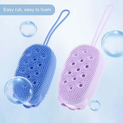 Primelife Soft Silicone Bath Brush/Double Sided Foaming Shower Sponge/Cleaning Body Massage Scrub Gloves For Kids/Baby Bath Tools 14 x 7.5 x 5 Multicolor - (BBB) - Image 4