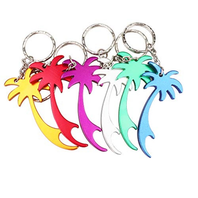 Palm Tree Bottle Opener with Keychain Key Tag Chain Ring Accessories 6 - Image 1