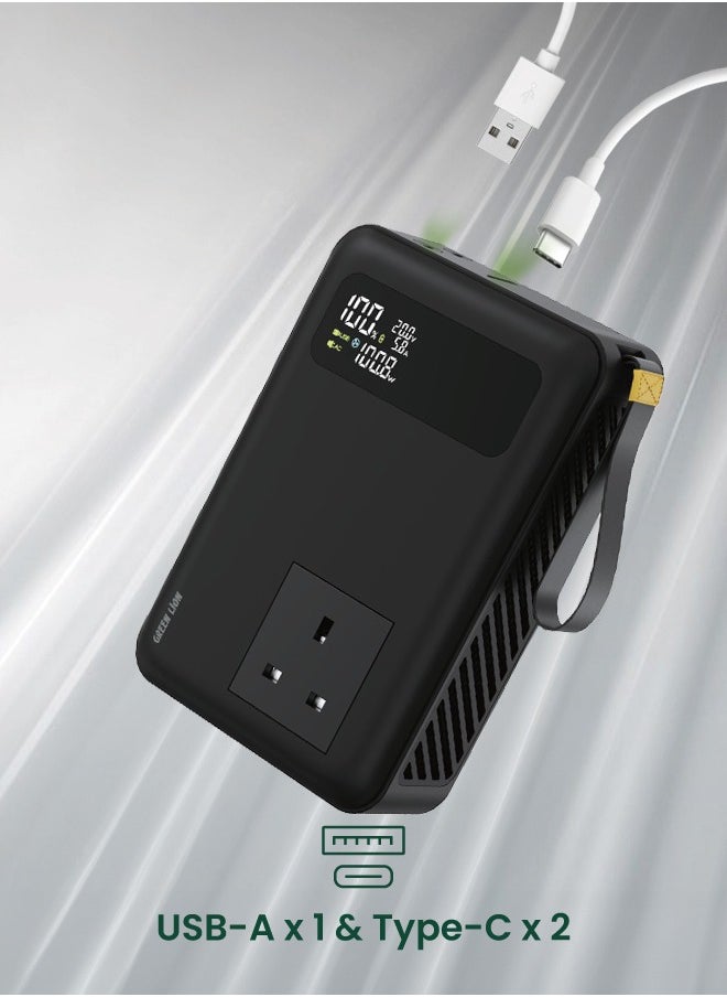 GREEN LION - Power Vault 270W 30000mAh Power Bank / PD 100W Fast Charging / Built in Cooling Fan / LED Digital Display / 150W AC Out / 120W DC Out / Built in AC Socket / x1 USB-A & x2 Type-C - Black - Image 1