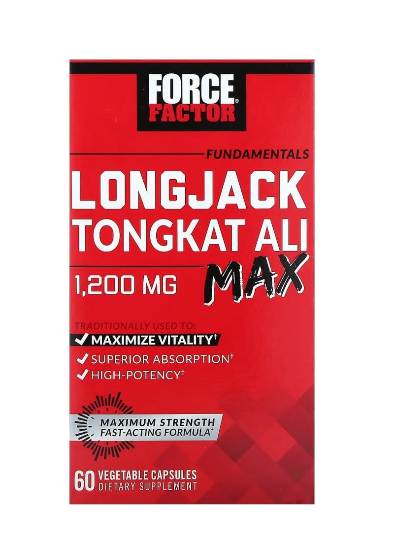 Force Factor Fundamentals LongJack Tongkat Ali Max 1200 mg 60 Vegetable Capsules (600 mg per Capsule) - Image 2