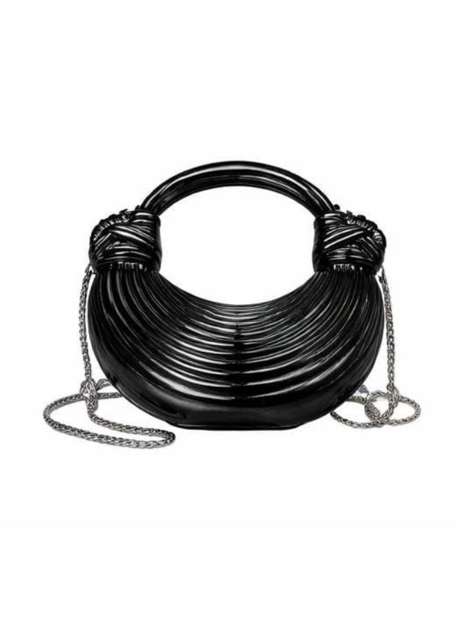 Korean Mini Bag,  Metal Sculptural Clutch with Chain Strap, Evening Handbag - Image 1