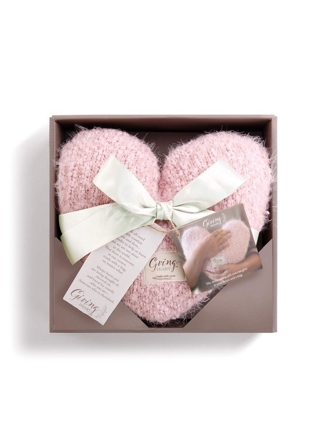 DEMDACO Pale Pink Soft Heart Shaped 10 x 11 inch Plush Polyester Decorative Throw Giving Pillow - Image 3