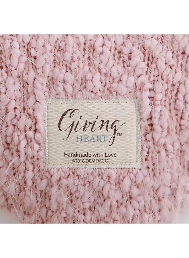 DEMDACO Pale Pink Soft Heart Shaped 10 x 11 inch Plush Polyester Decorative Throw Giving Pillow - Image 5