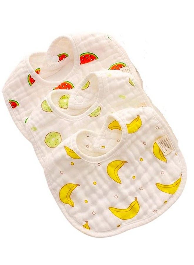 BabyGo Muslin Pure Cotton Cartoon Print 8 Layer Baby Bibs Set Of 3 (Multicolor)  - Image 1