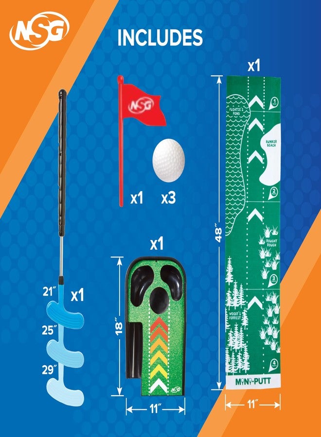 NSG Electronic Mini Golf Putting Game for Kids - Indoor Golf Toy with 4ft Mat, Aiming Pin Flag, Auto Ball Return, Cheers & Sounds, Lights, 3 Balls, Adjustable Putter - Fun Family Play, Ages 3+ - Image 3