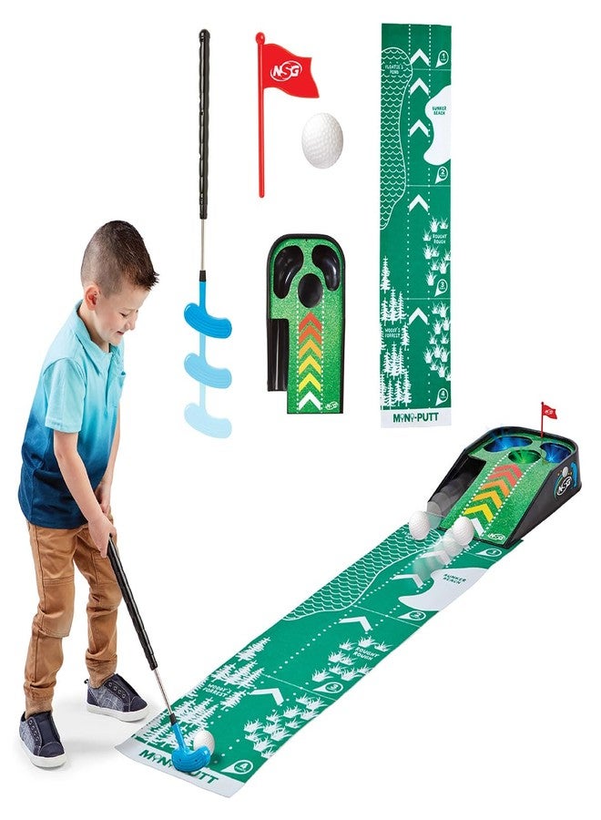 NSG Electronic Mini Golf Putting Game for Kids - Indoor Golf Toy with 4ft Mat, Aiming Pin Flag, Auto Ball Return, Cheers & Sounds, Lights, 3 Balls, Adjustable Putter - Fun Family Play, Ages 3+ - Image 1