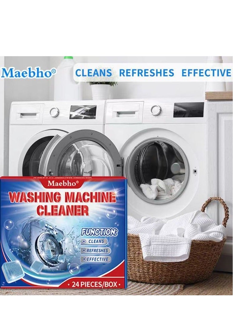 Maebho Washing Machine Cleaner Tablets, Deep Clean Front Loader & Top Load Washer, 24 Pcs Professional Grade Washer Machine Cleaner Deodorizer for Removing Build-up - Image 1