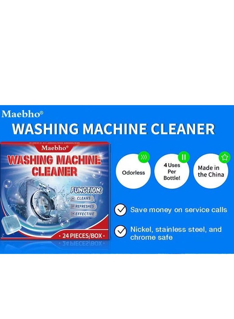 Maebho Washing Machine Cleaner Tablets, Deep Clean Front Loader & Top Load Washer, 24 Pcs Professional Grade Washer Machine Cleaner Deodorizer for Removing Build-up - Image 4