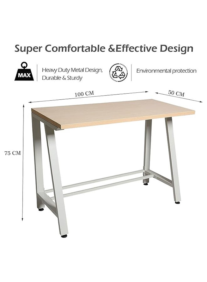 RIGID Steel Workstation Desk with Wooden Top Grey 75x100x50cm  - Image 2