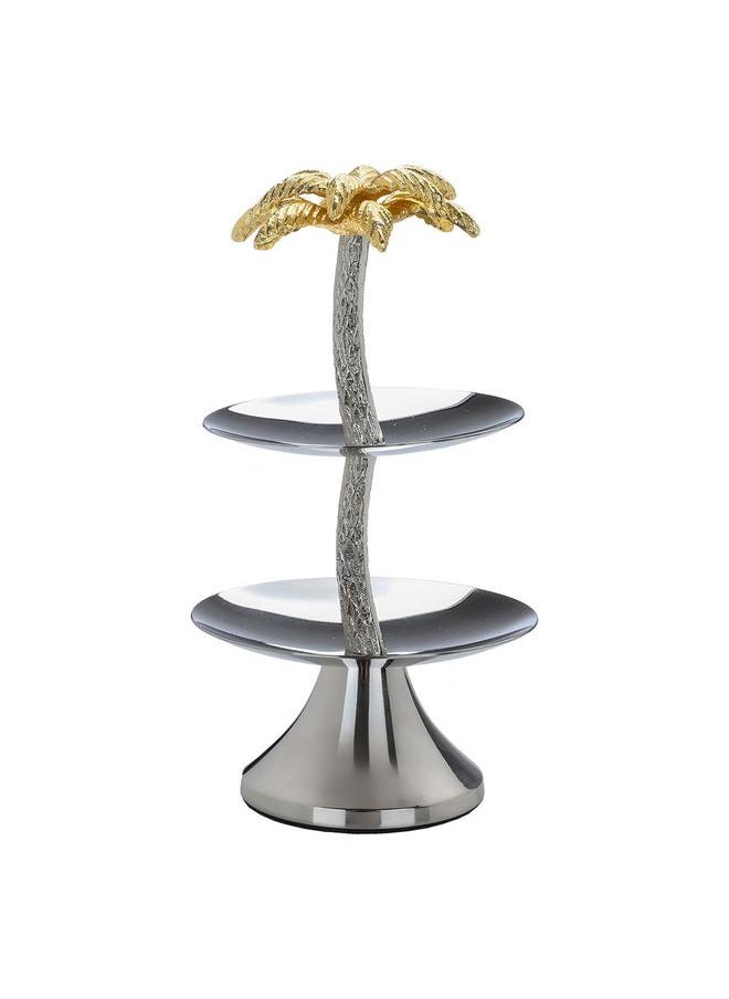 Alsaif Steel Serving Stand 2 Levels Silver  - Image 1