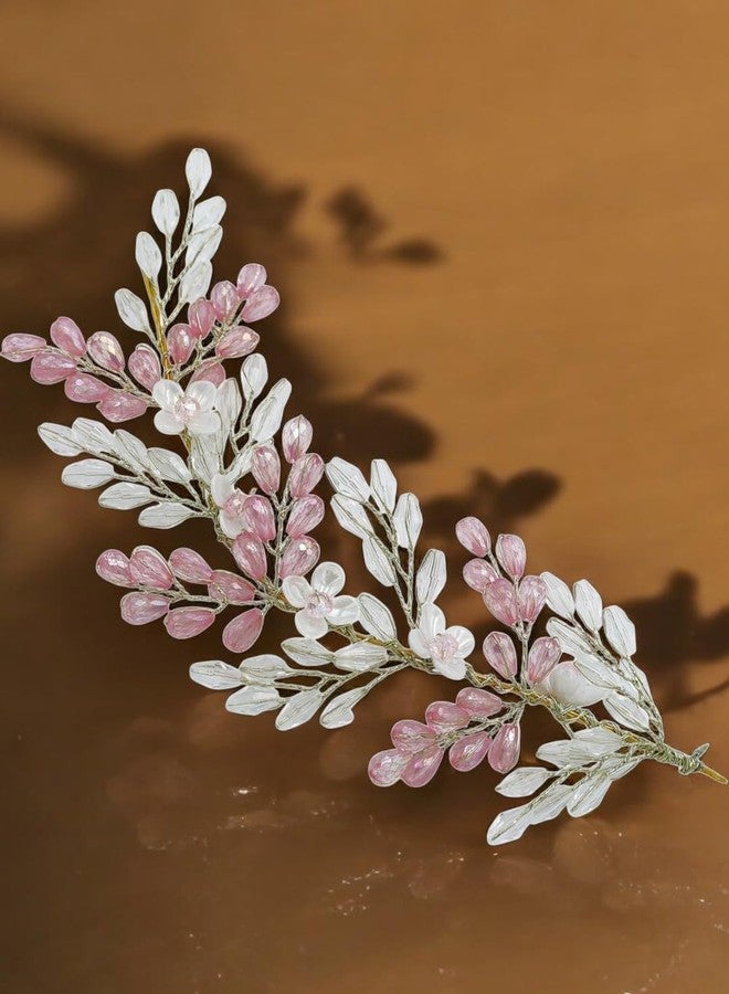 fabula Jewellery Pink Crystal Floral Bridal Hair Vine Tiaras - Wedding Hair Accessories - For Women & Girls Stylish Latest (ROH171_Z1)- For Women & Girls Stylish Latest - Image 2