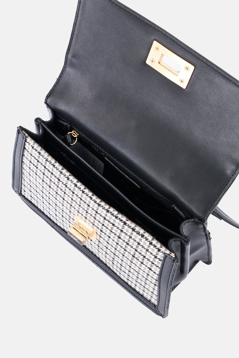 ANNE KLEIN Women Houndstooth Mini Flap Handbag, Multicolor  - Image 3