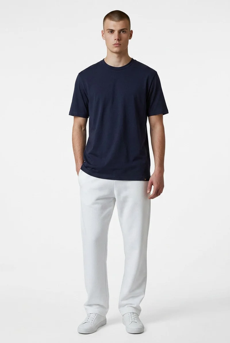 او في اس OVS Blue Pure Cotton Crew-Neck T-Shirt, Regular Fit