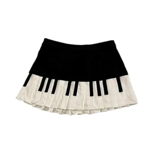 JOLILUNA Harajuku Piano Skirt for Women Y2k Streetwear Piano Mini Skirt Coquette Aesthetic Grunge Outfit Summer 2025 (Black,Medium) - Image 1