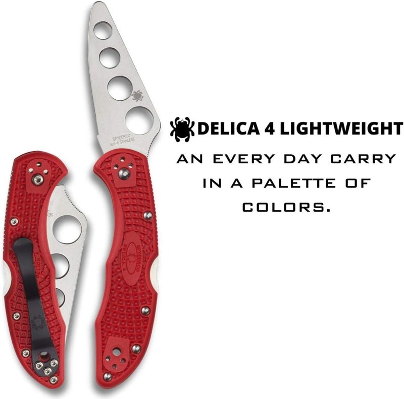 Spyderco سكين دليكا 4 خفيف الوزن بطول 7.15 بوصة مع شفرة فولاذية مسطحة بطول 2.90 بوصة ومقبض FRN عالي القوة - حافة عادية - Image 1