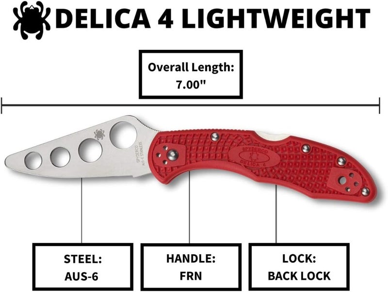 Spyderco سكين دليكا 4 خفيف الوزن بطول 7.15 بوصة مع شفرة فولاذية مسطحة بطول 2.90 بوصة ومقبض FRN عالي القوة - حافة عادية - Image 4