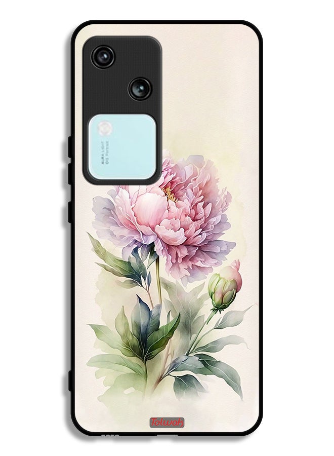 Tolwak Vivo V30 5G Protective Case Cover Watercolor Rose Paint Art - Image 1