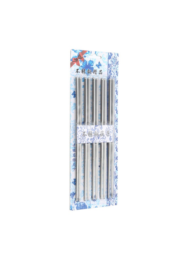 Stainless Steel Chopsticks Suit Korean Style Home Canteen Hotel Fast Food High Temperature Disinfection Insulation Chopsticks Stall Wholesale-Specifications:Light Body 22.5 Long Blue And White Porcelain Cardboard Suit  - Image 1