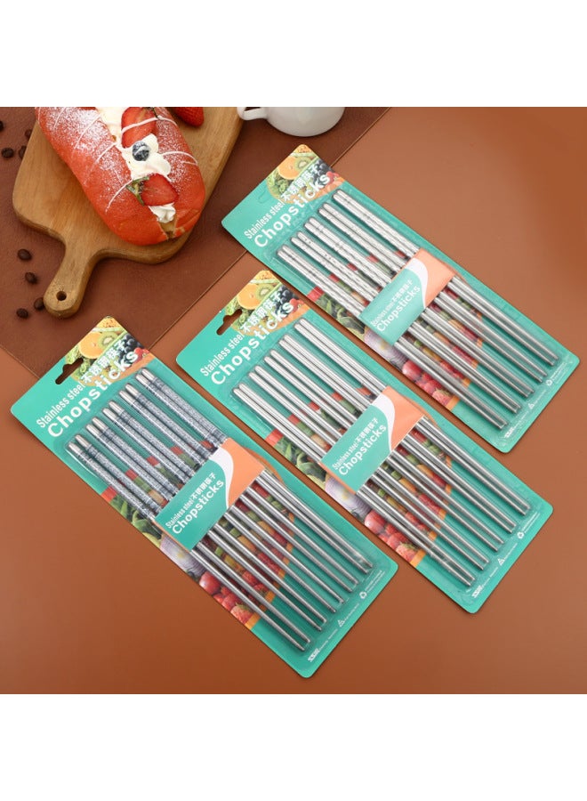 Stainless Steel Chopsticks Suit Korean Style Home Canteen Hotel Fast Food High Temperature Disinfection Insulation Chopsticks Stall Wholesale-Specifications:Light Body 22.5 Long Blue And White Porcelain Cardboard Suit  - Image 4
