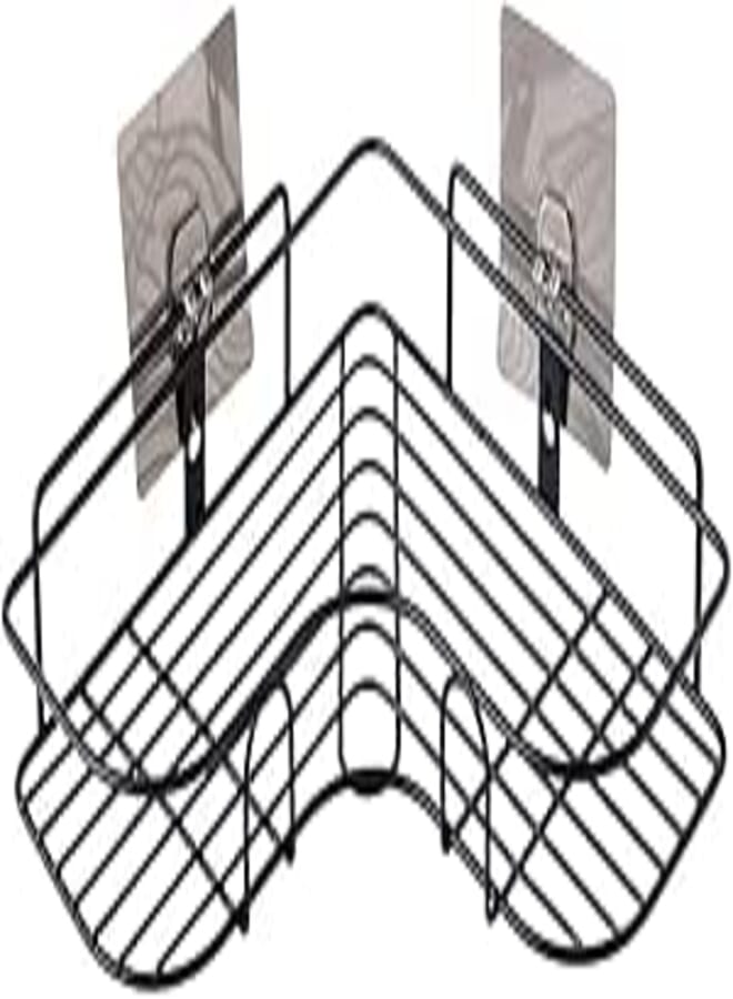 ULHYC Corner Shower Caddy, 2 Pack Adhesive Shower Organizer with 2 Hooks, Shower Shelf for Inside Shower, Stainless Steel Shower Rack for Bathroom Storage, Bathtub Organizer for Shower, No Drilling