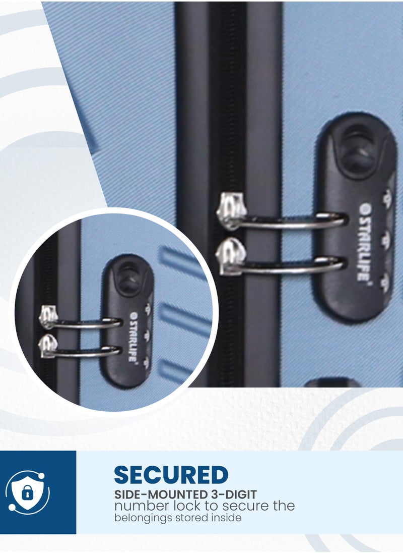 STARLIFE 3 Piece ABS Hard side Trolley Luggage Set Spinner Wheels with Number Lock  - Image 3
