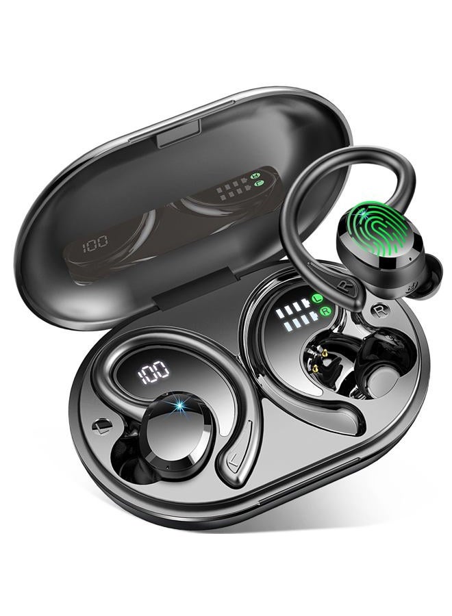 Rulefiss Wireless Earbuds Sport, 2025 Bluetooth 5.4 Headphones 3D Bass Hi-Fi Stereo Over Ear Buds, 60H ENC Noise Cancelling Headset with Earhook, IP-X7 Waterproof Earphones Workout Running Gym for Android iOS - Image 1