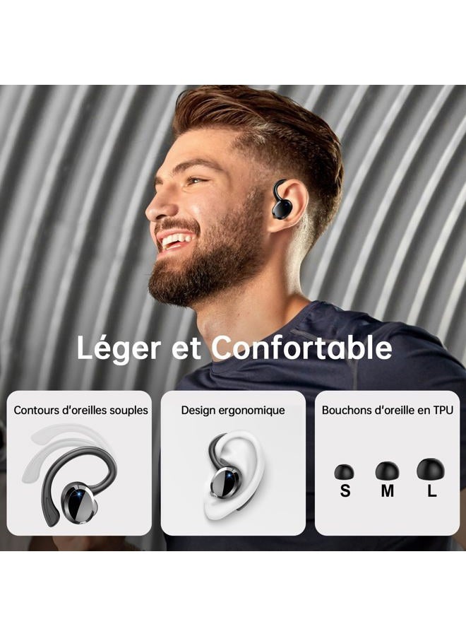 Rulefiss Wireless Earbuds Sport, 2025 Bluetooth 5.4 Headphones 3D Bass Hi-Fi Stereo Over Ear Buds, 60H ENC Noise Cancelling Headset with Earhook, IP-X7 Waterproof Earphones Workout Running Gym for Android iOS - Image 5