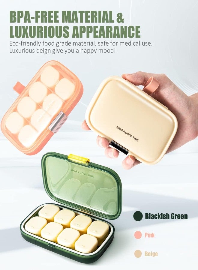Hidak 8 Compartments Medicine Organizer, Vitamin Holder, Travel Strong Protection Mini Pill Container, for Pocket Purse for Daily Pill Storage Box, Cod Liver Oil for Travel (Multi Color - Image 2